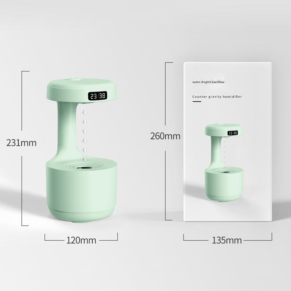Anti Gravity Humidifier with LED Clock Display, Ultrasonic Water Drip Humidifier, Cool Mist Aromatherapy Diffuser, Floating Water Droplet Humidifier, Rain Cloud Diffuser, Levitating Water Drop