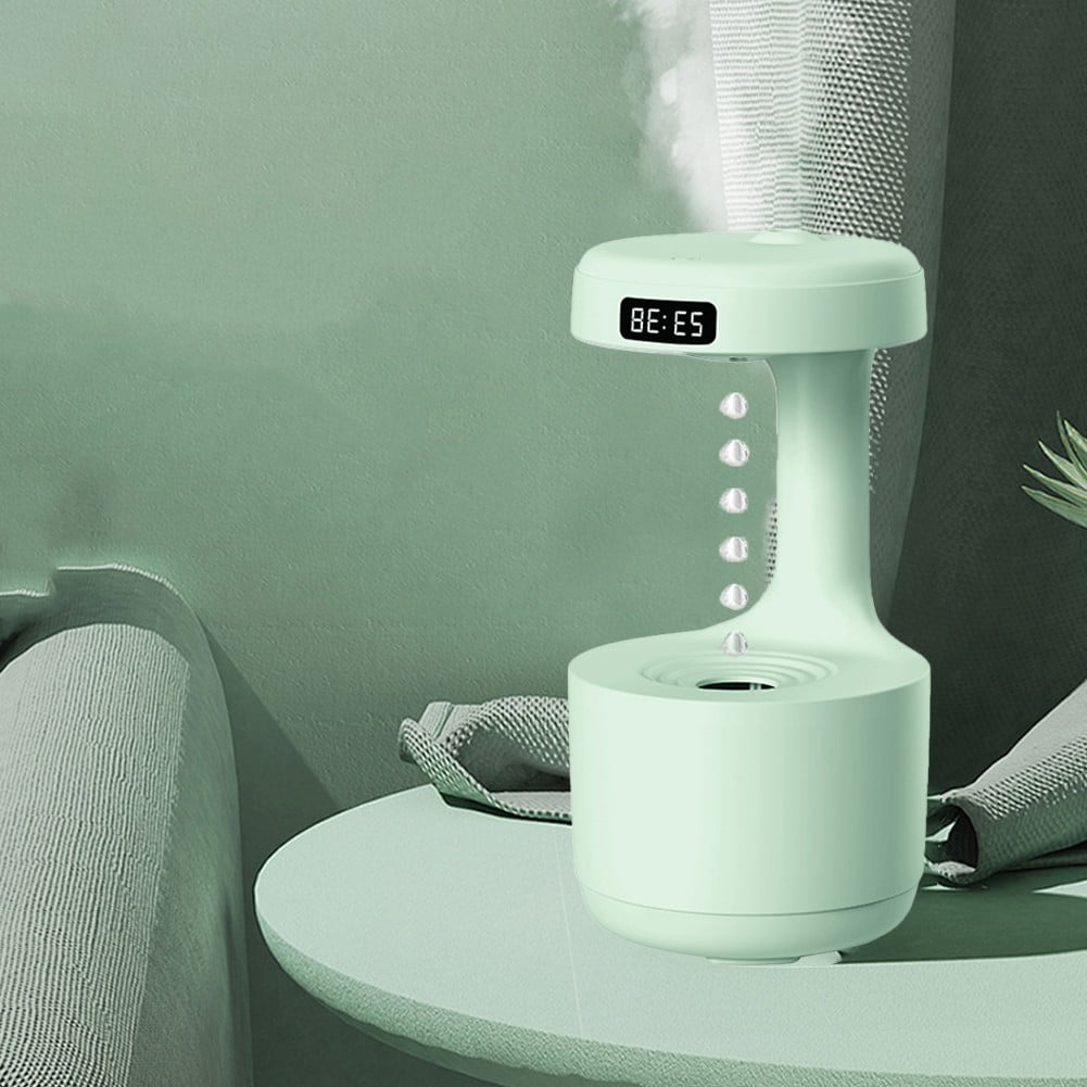Anti Gravity Humidifier with LED Clock Display, Ultrasonic Water Drip Humidifier, Cool Mist Aromatherapy Diffuser, Floating Water Droplet Humidifier, Rain Cloud Diffuser, Levitating Water Drop