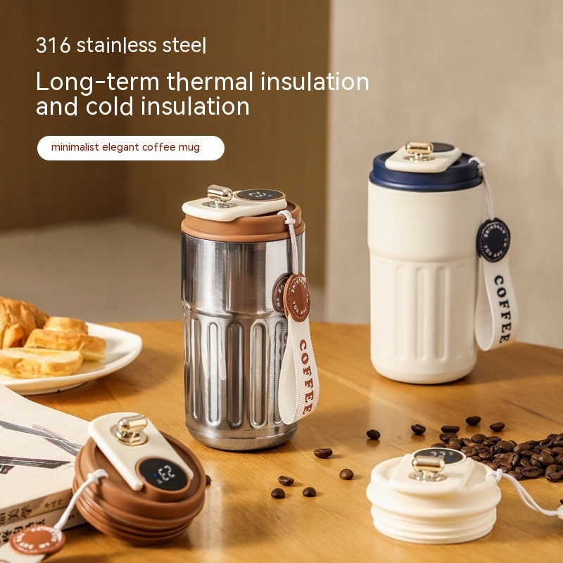 Smart Digital Thermal Bottle - 450ml Stainless Steel Insulated Coffee Mug