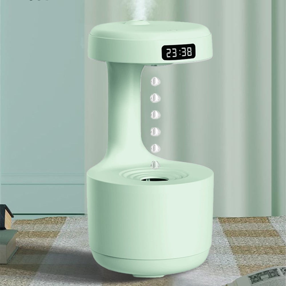 Anti Gravity Humidifier with LED Clock Display, Ultrasonic Water Drip Humidifier, Cool Mist Aromatherapy Diffuser, Floating Water Droplet Humidifier, Rain Cloud Diffuser, Levitating Water Drop