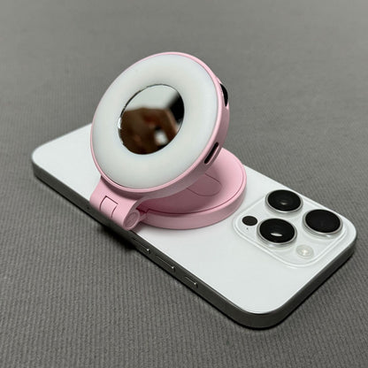 3-In-1 Beauty Selfie Light for Phones, 360Â° Foldable Phone Ring Light with Mirror, Portable Rechargeable LED Lights, Adjusted 3 Lights Modes, for Makeup Selfies