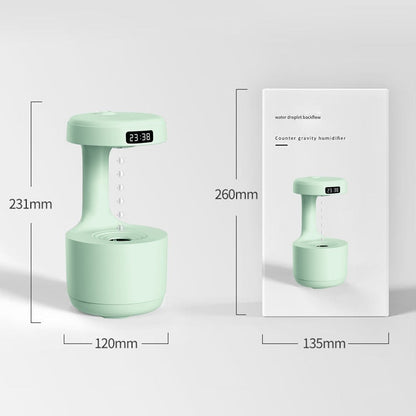 Anti Gravity Humidifier with LED Clock Display, Ultrasonic Water Drip Humidifier, Cool Mist Aromatherapy Diffuser, Floating Water Droplet Humidifier, Rain Cloud Diffuser, Levitating Water Drop