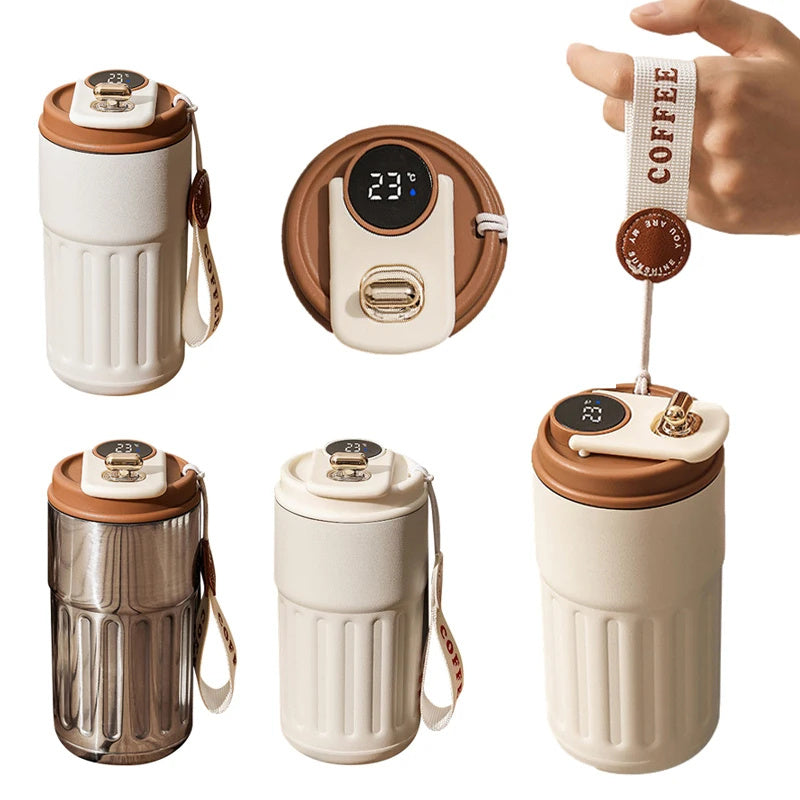 Smart Digital Thermal Bottle - 450ml Stainless Steel Insulated Coffee Mug