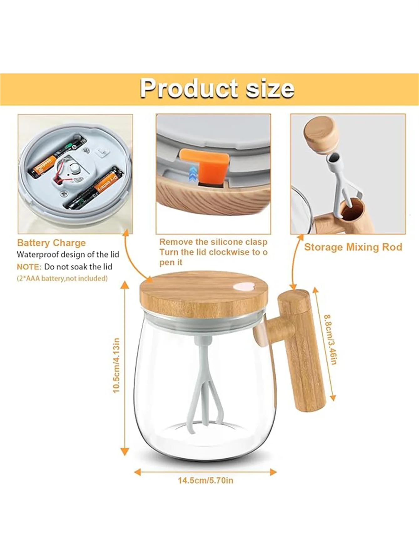 Self Stirring Coffee Mug with Lid,400Ml Electric Mixing Cup Self Stirring Coffee Mug Glass Mixing Coffee Mug Rotating Home Offic