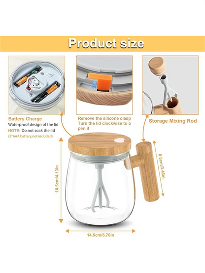 Self Stirring Coffee Mug with Lid,400Ml Electric Mixing Cup Self Stirring Coffee Mug Glass Mixing Coffee Mug Rotating Home Offic