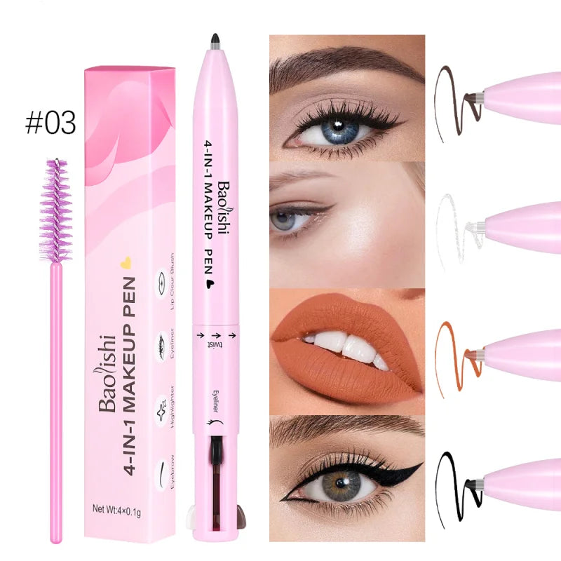 4-in-1 Makeup Pen - Eyeliner, Lip Liner, Eyebrow & Highlighter