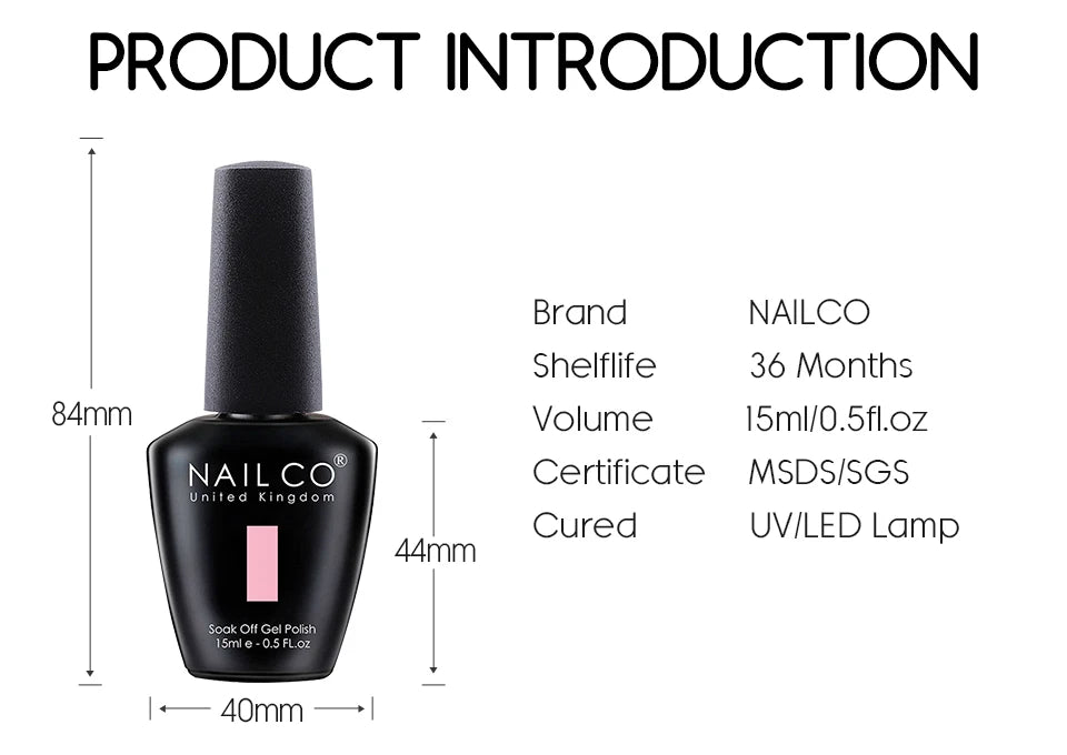 NAILCO UV Gel Nail Polish - Top & Base Coat Set | Soak Off