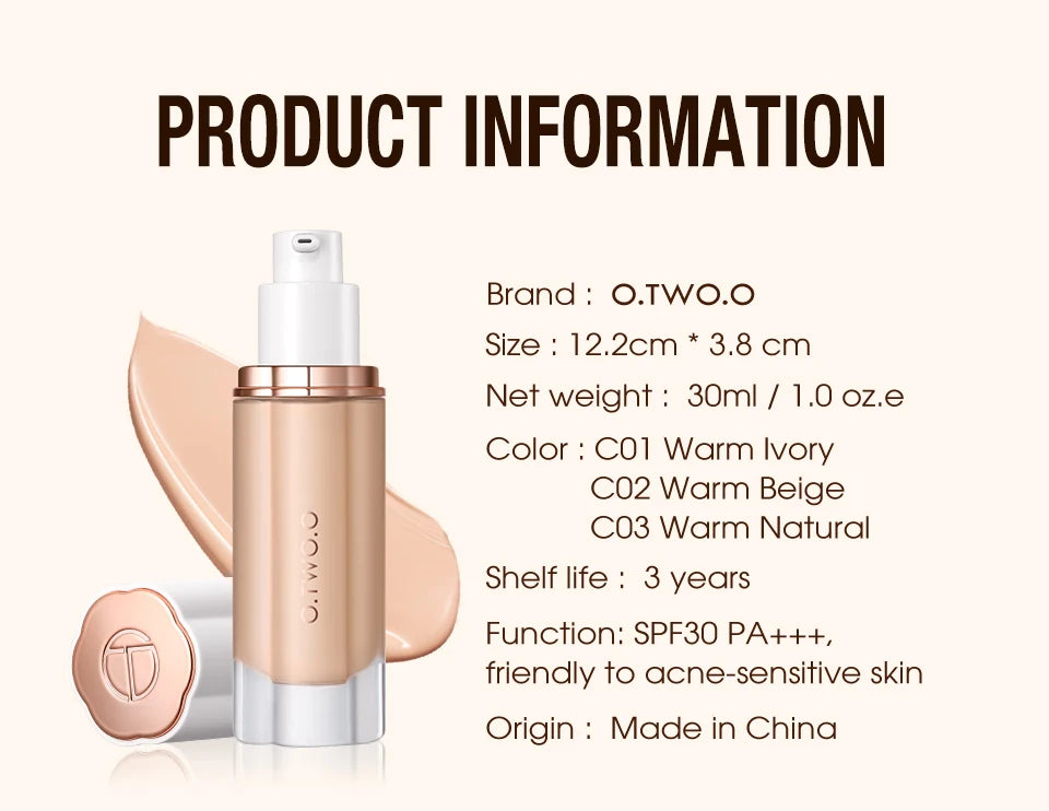 O.TWO.O Liquid Foundation SPF30 - Waterproof 30ml