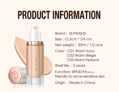 O.TWO.O Liquid Foundation SPF30 - Waterproof 30ml