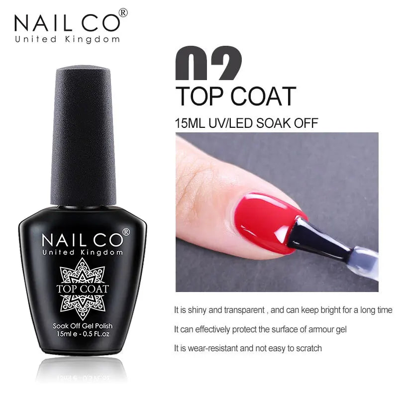 NAILCO UV Gel Nail Polish - Top & Base Coat Set | Soak Off