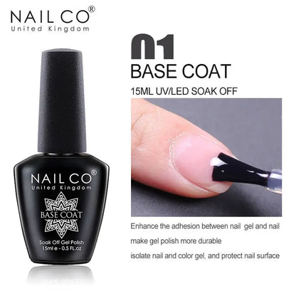 NAILCO UV Gel Nail Polish - Top & Base Coat Set | Soak Off