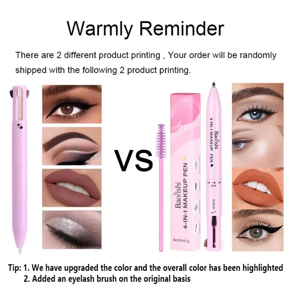 4-in-1 Makeup Pen - Eyeliner, Lip Liner, Eyebrow & Highlighter