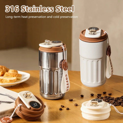 Smart Digital Thermal Bottle - 450ml Stainless Steel Insulated Coffee Mug
